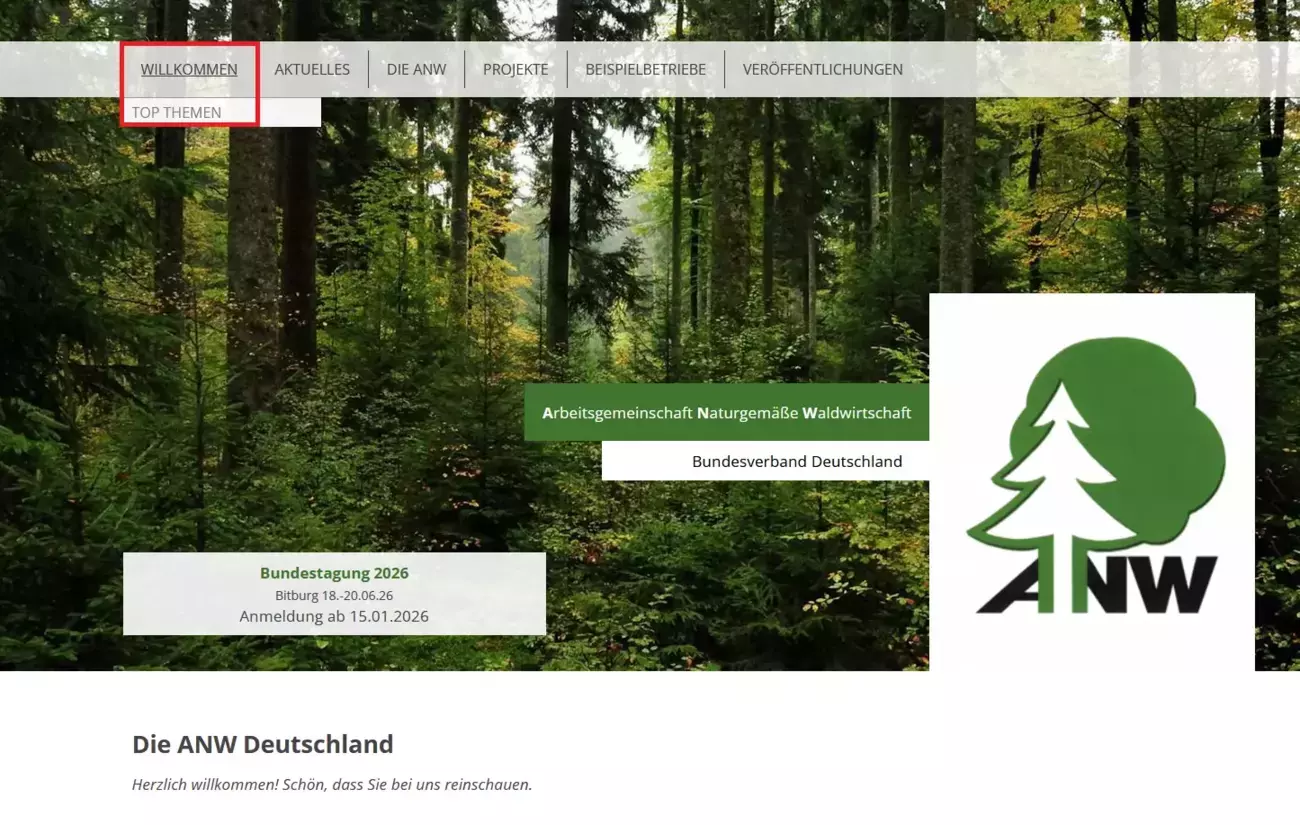 Willkommen Menüeintrag von ANW Deutschland Willkommen Menüeintrag von ANW Deutschland