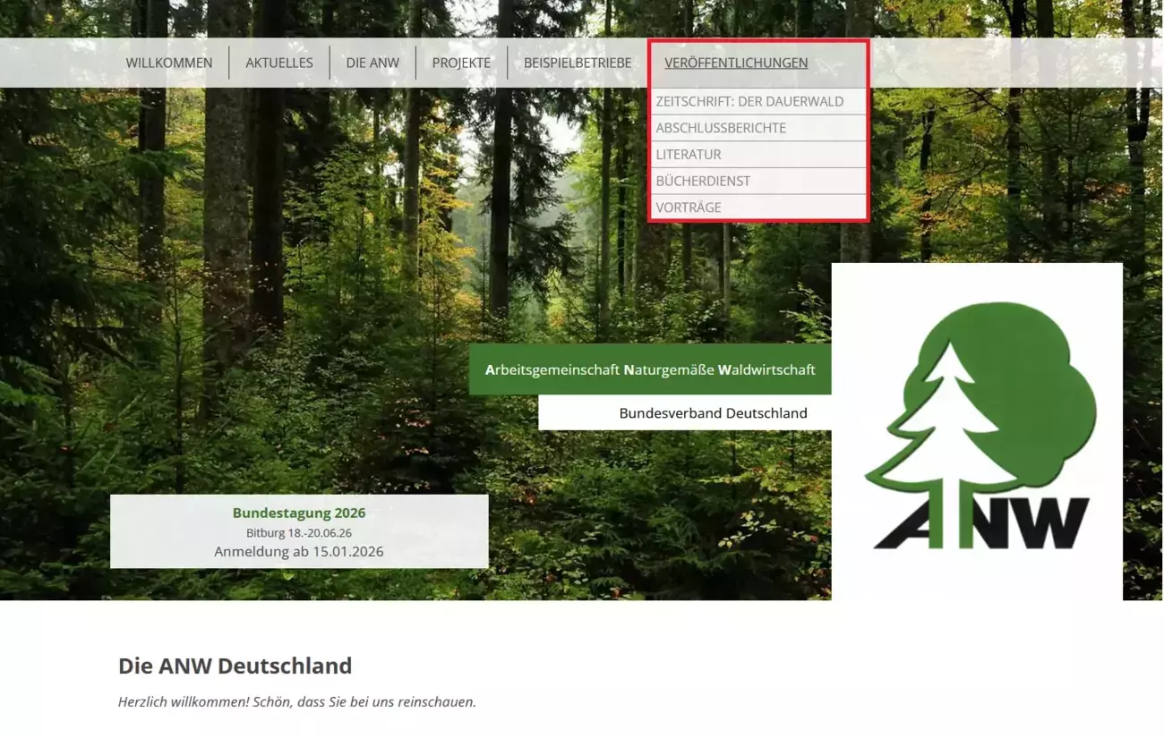 Veröffentlichungen Menü von ANW Deutschland Veröffentlichungen Menü von ANW Deutschland