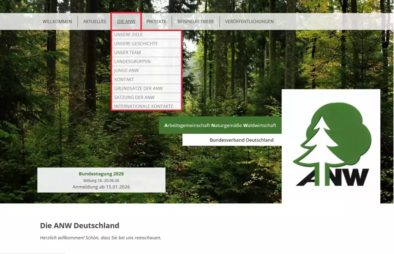 Die ANW Menü von ANW Deutschland Die ANW Menü von ANW Deutschland